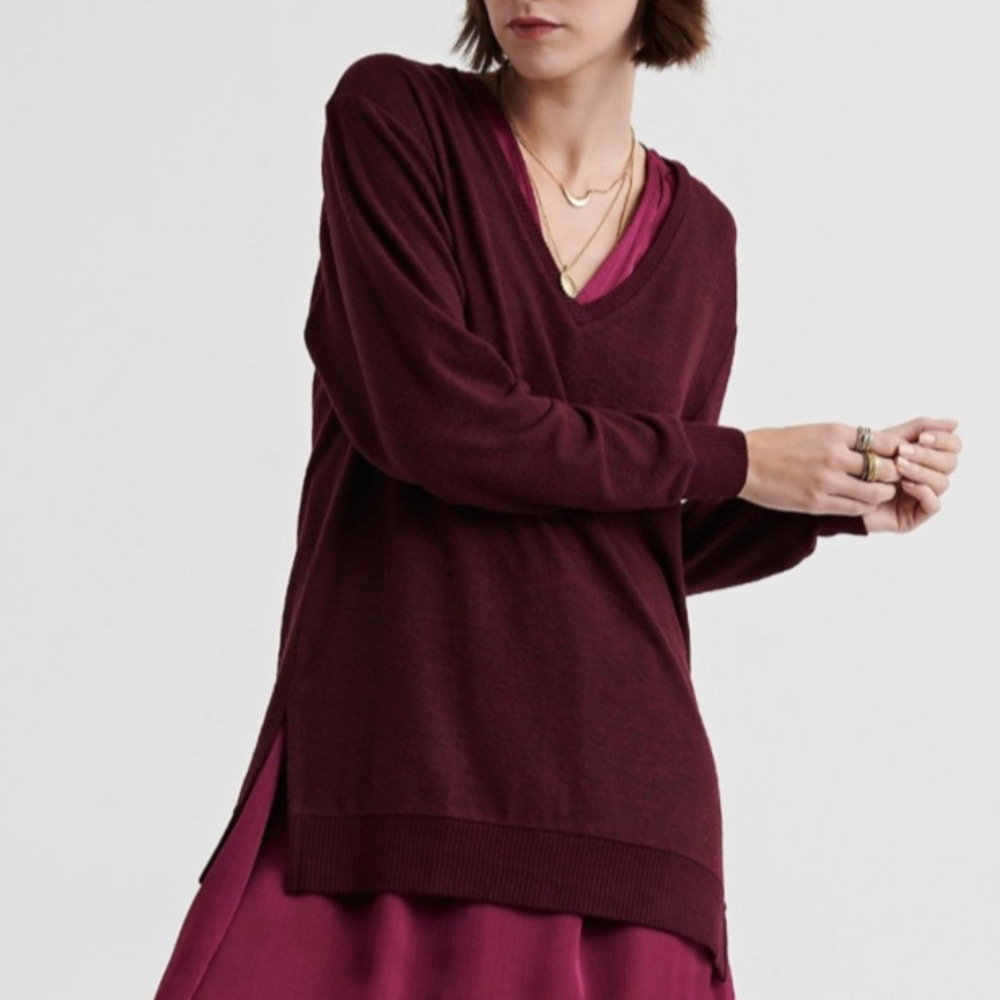 Lucky Brand Cloud Jersey V-Neck Tunic Sweater Top, size XS, winter, fall, cozy